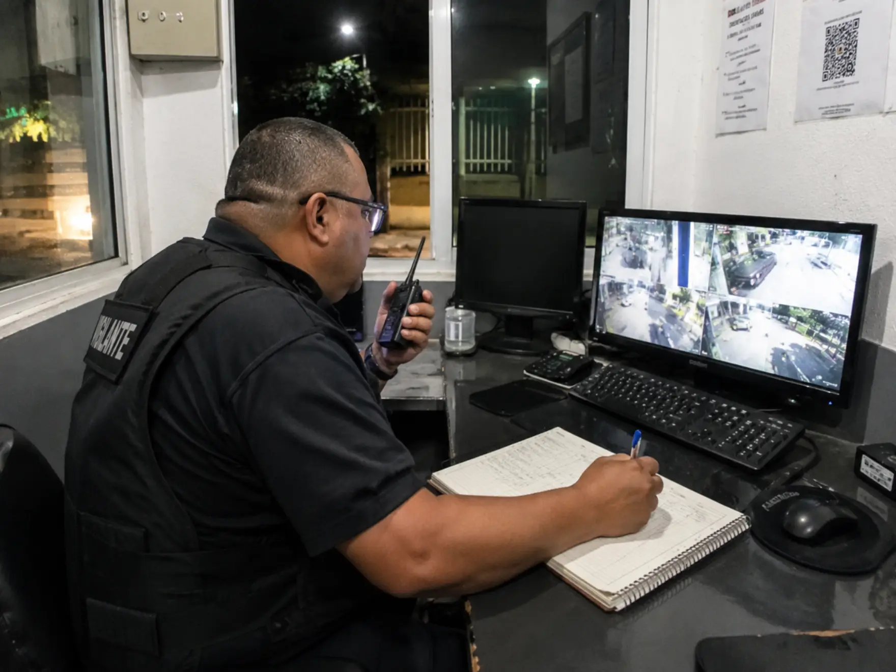 Profissional de segurança protegendo instalações